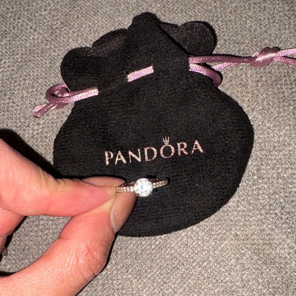 Authentic Pandora Rose Gold band with Sparkling Stone